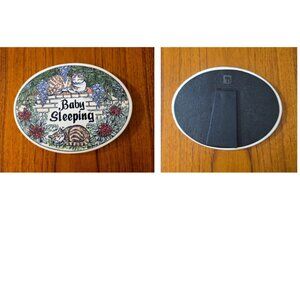 Vintage Santa Barbara Ceramic Design BABY SLEEPING Oval Plaque Tile Sign 8" X 6"